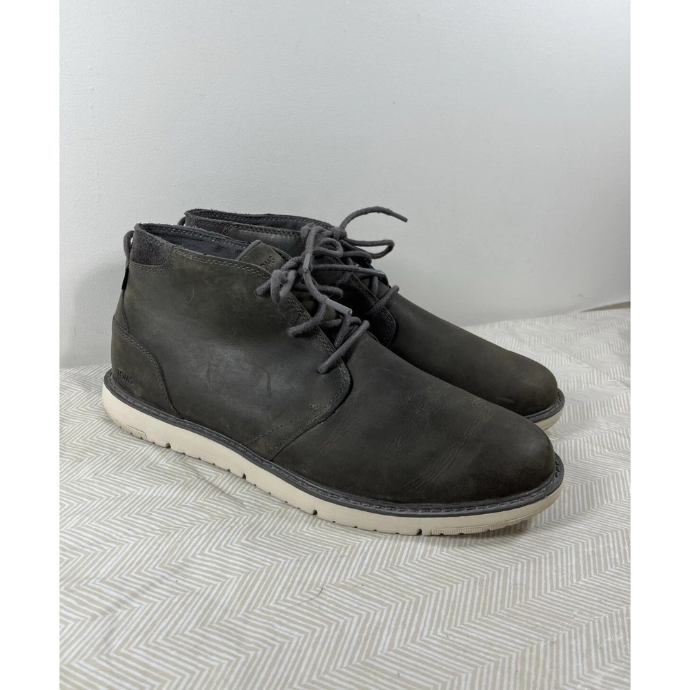 TOMS Mens 12 Navi Lace Up Gray Casual Boots 10016915 Office Work Travel Comfy